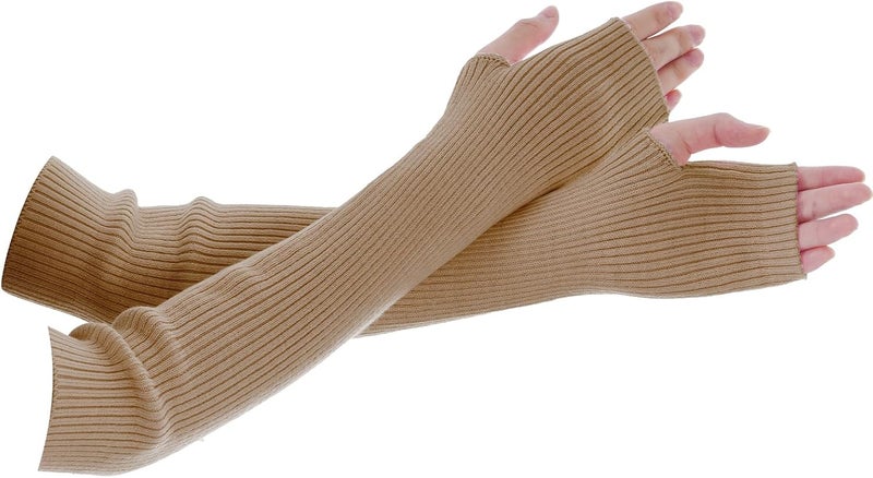 Tongcloud Arm Warmers Winter Fingerless Long Gloves for Women for Women with Thumb Hole - Image 1